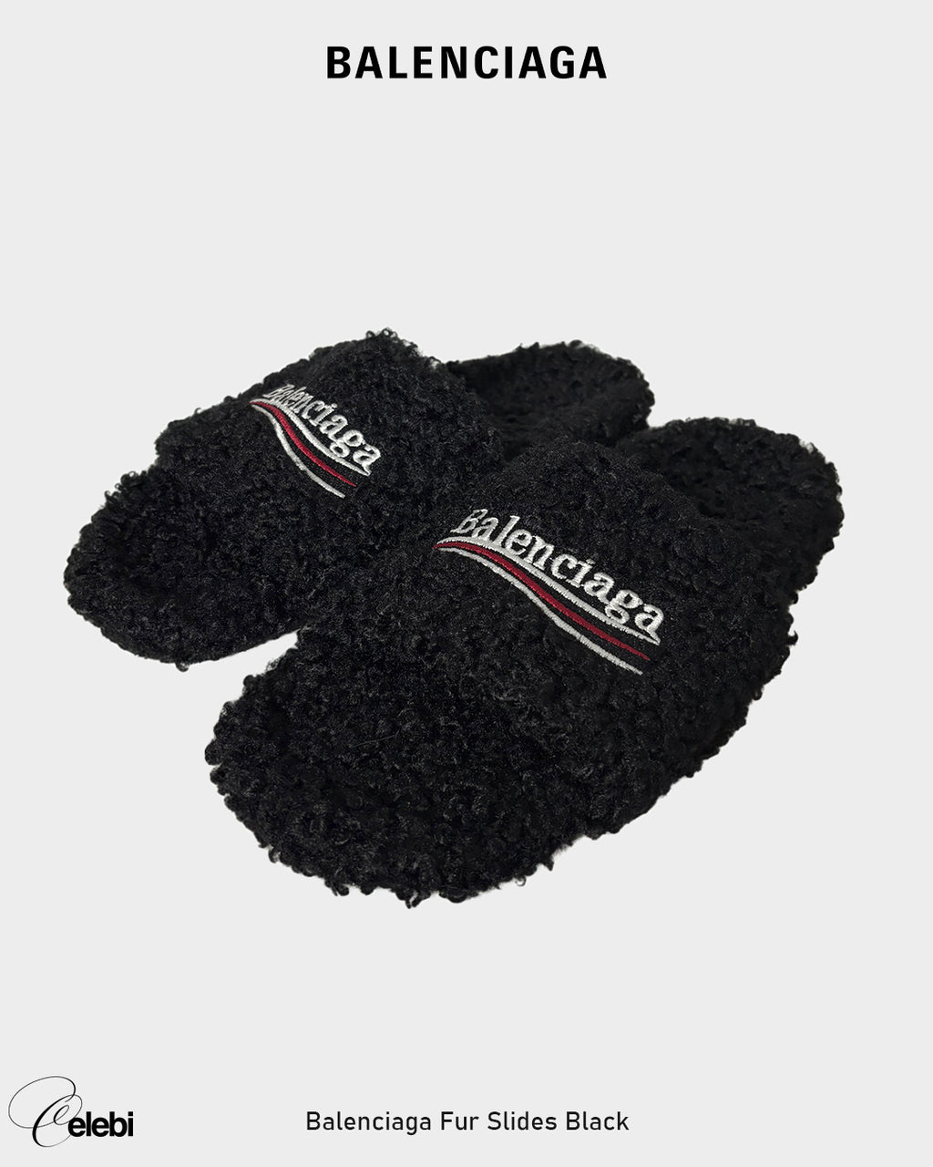 Balenciaga Fur Slides Black