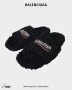 Balenciaga Fur Slides Black