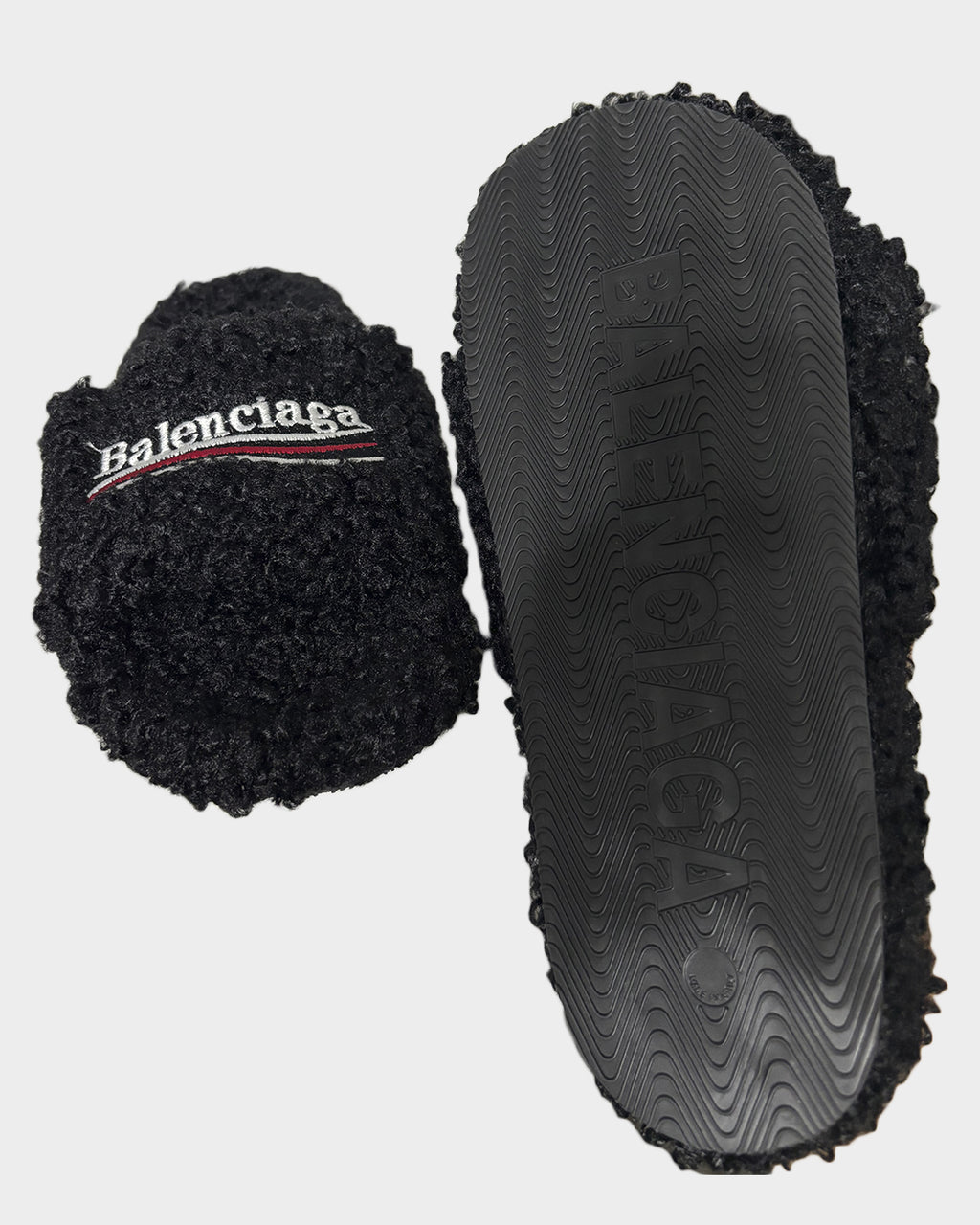 Balenciaga Fur Slides Black