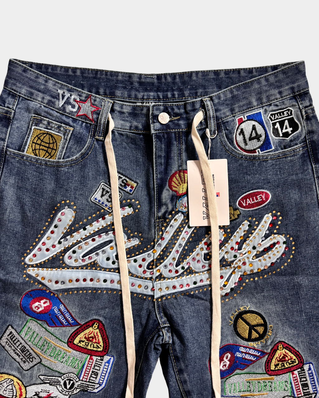Vale Blue Skittles Patch Jorts