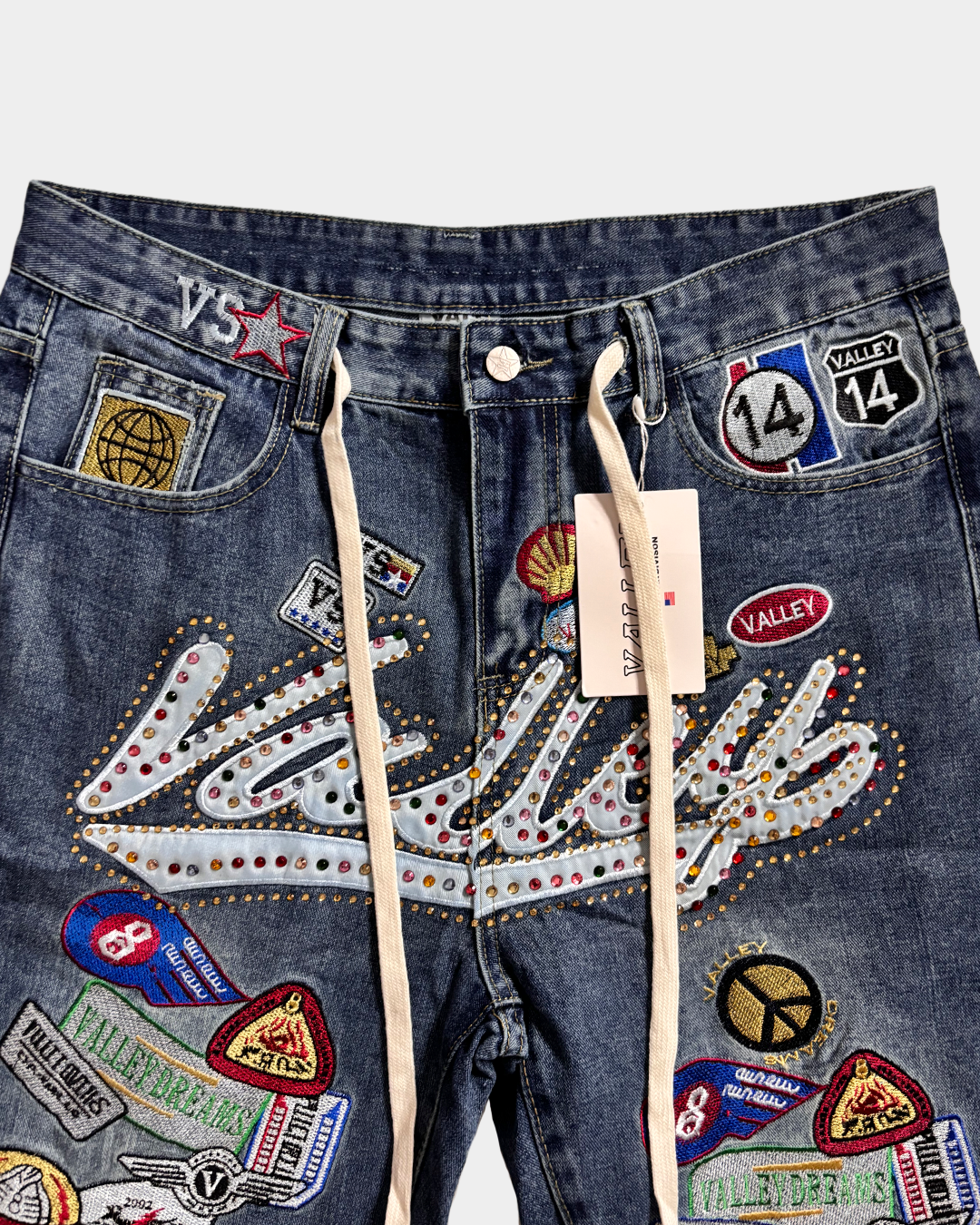 Vale Blue Skittles Patch Jorts