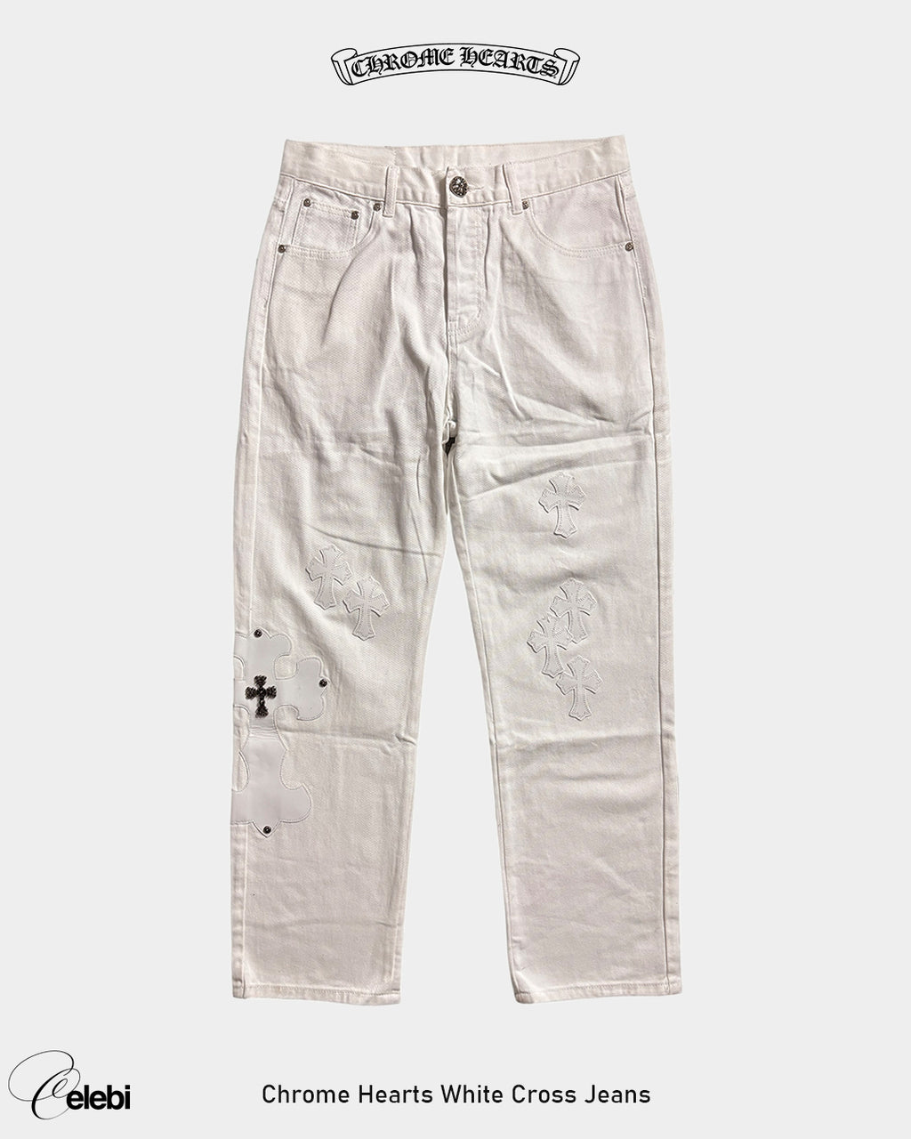 Chrome Hearts White Cross Jeans