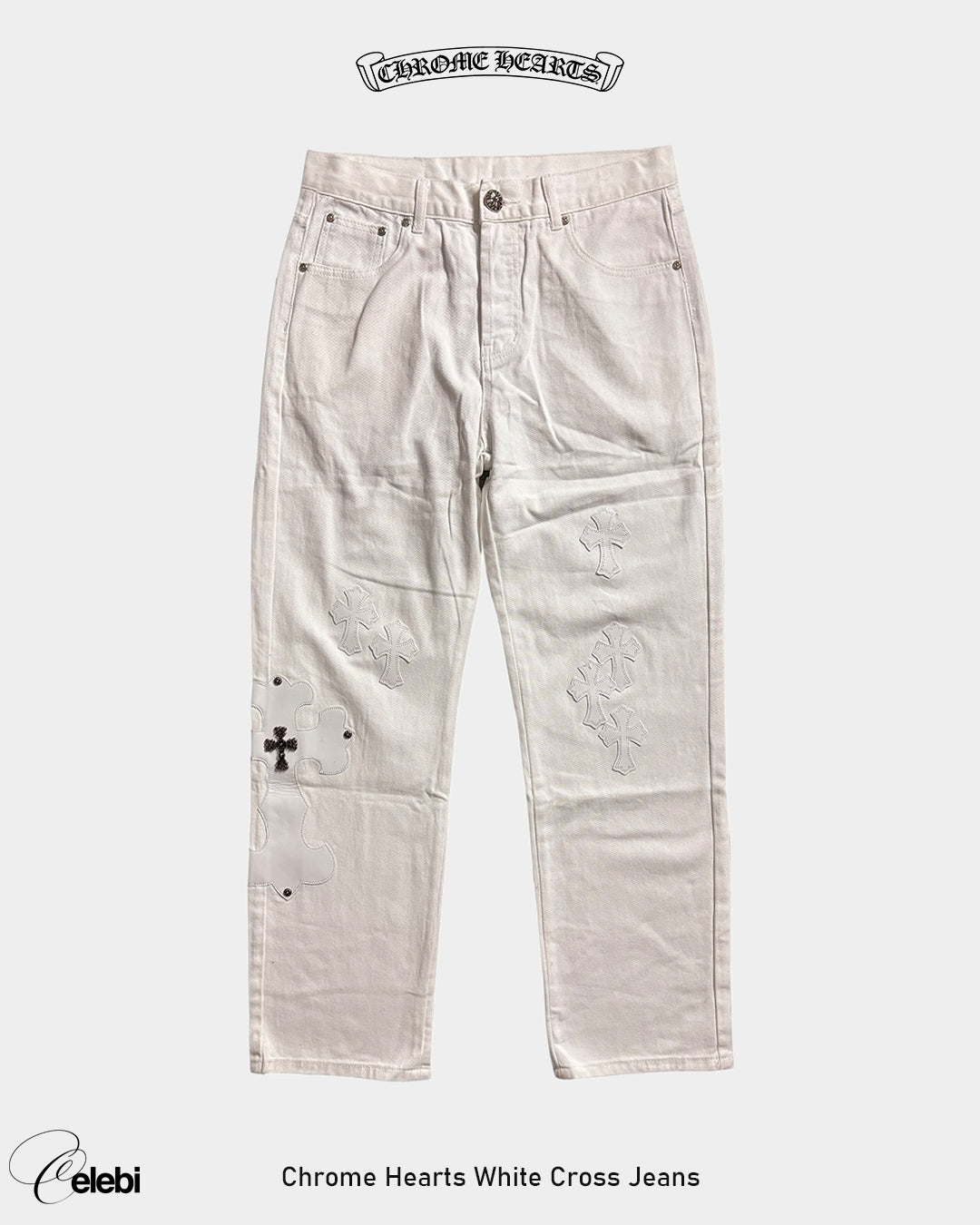 Chrome Hearts White Cross Jeans