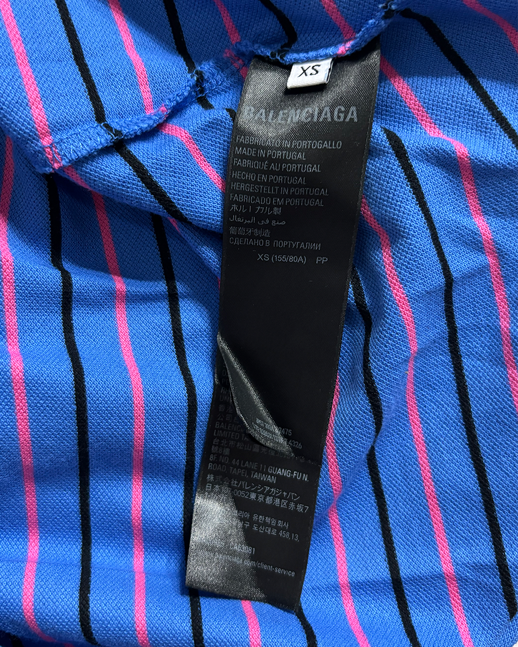 Balenciaga Blue Pink Striped Polo
