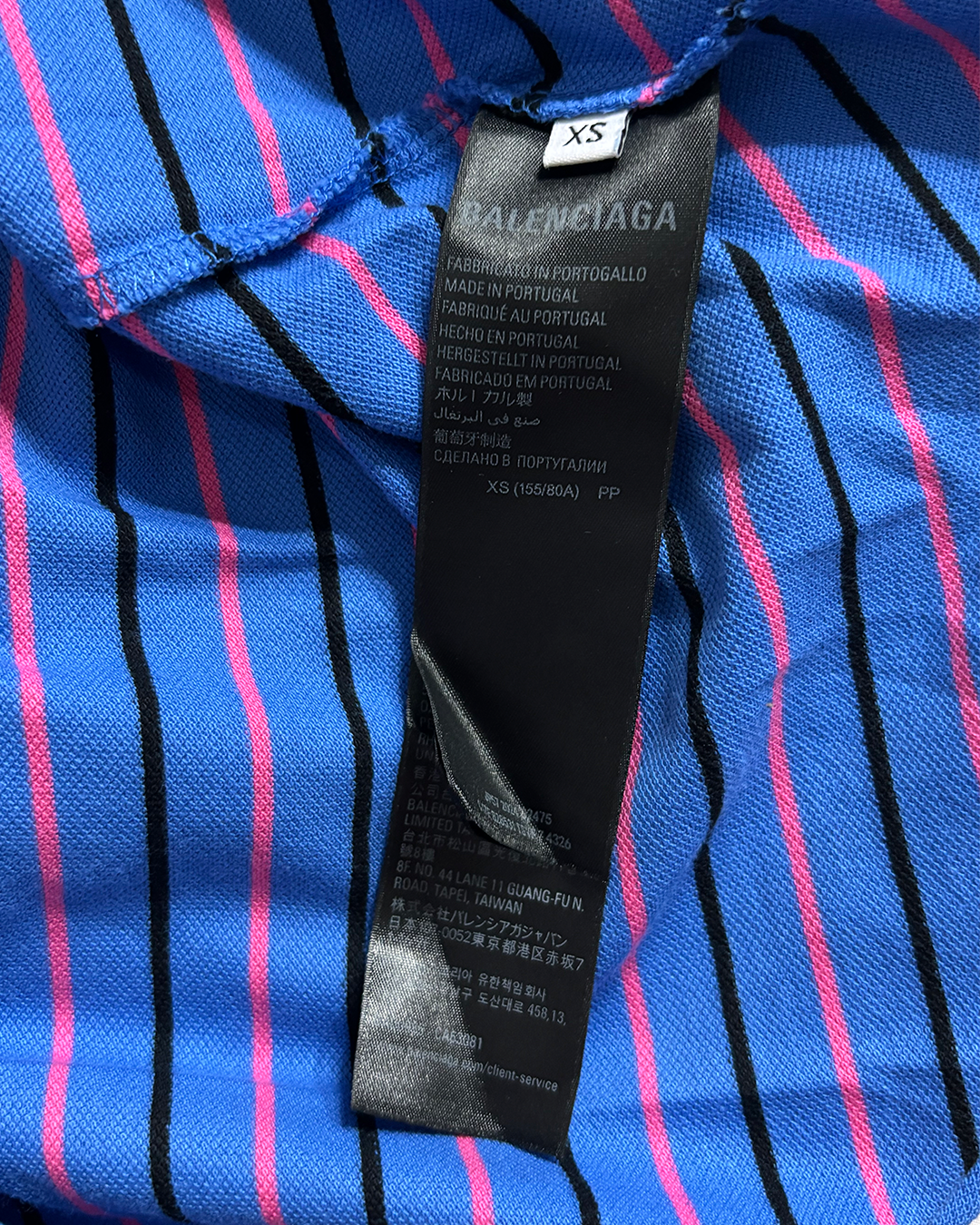 Balenciaga Blue Pink Striped Polo