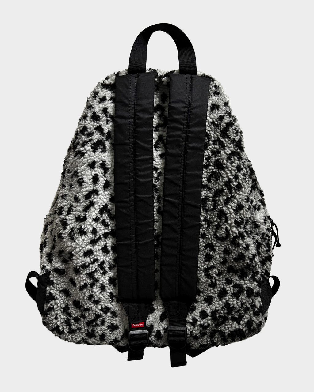 Supreme White Fleece Leopard Backpack
