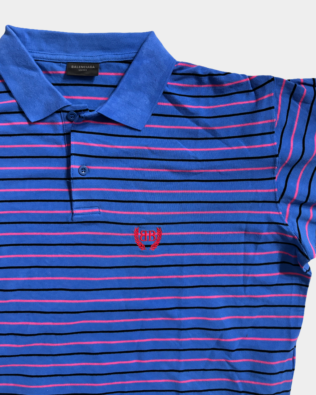 Balenciaga Blue Pink Striped Polo