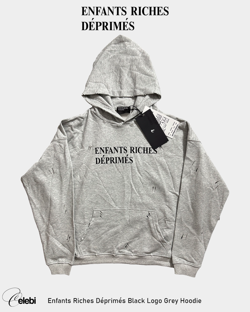 Enfants Riches Déprimés Black Logo Grey Hoodie