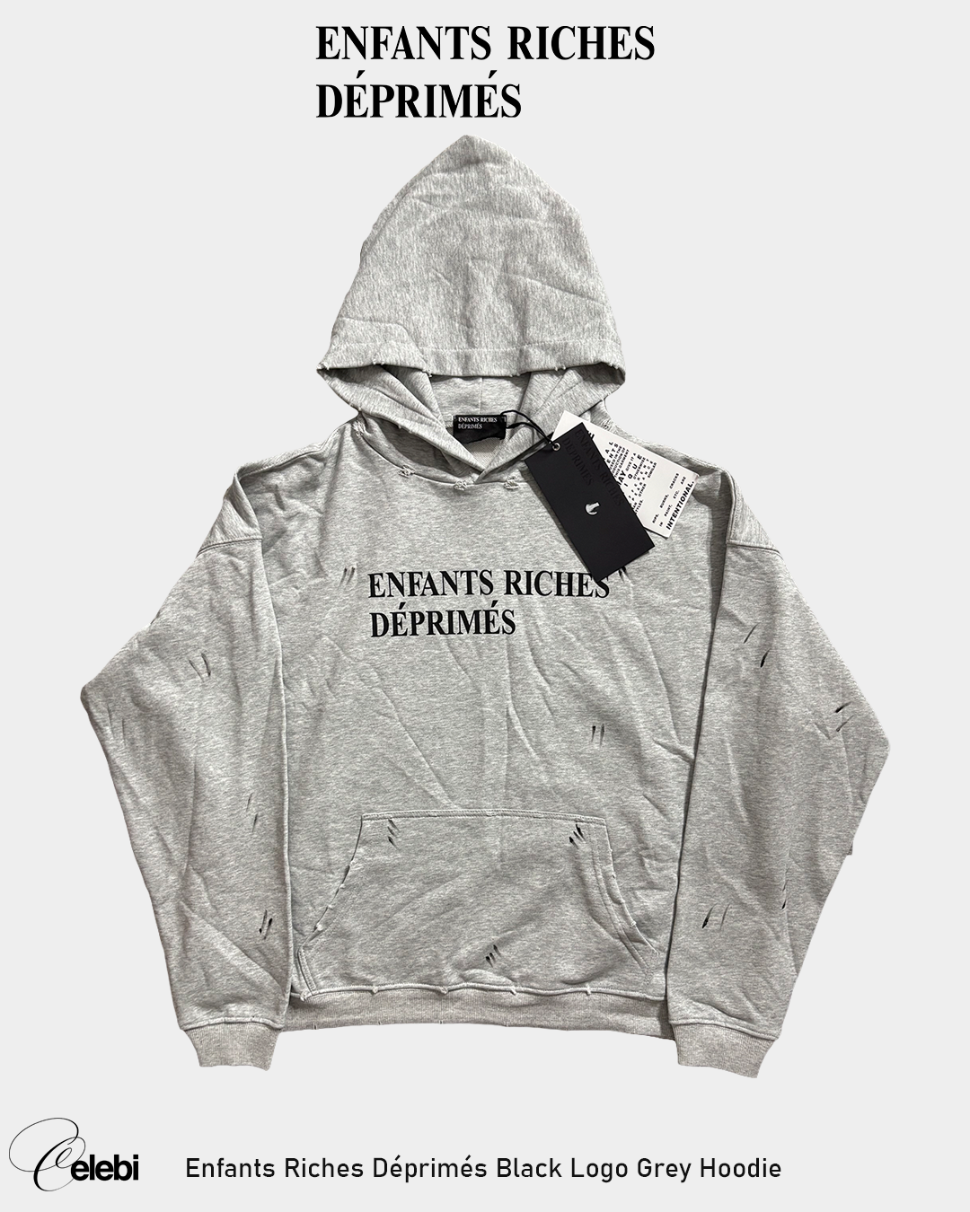 Enfants Riches Déprimés Black Logo Grey Hoodie