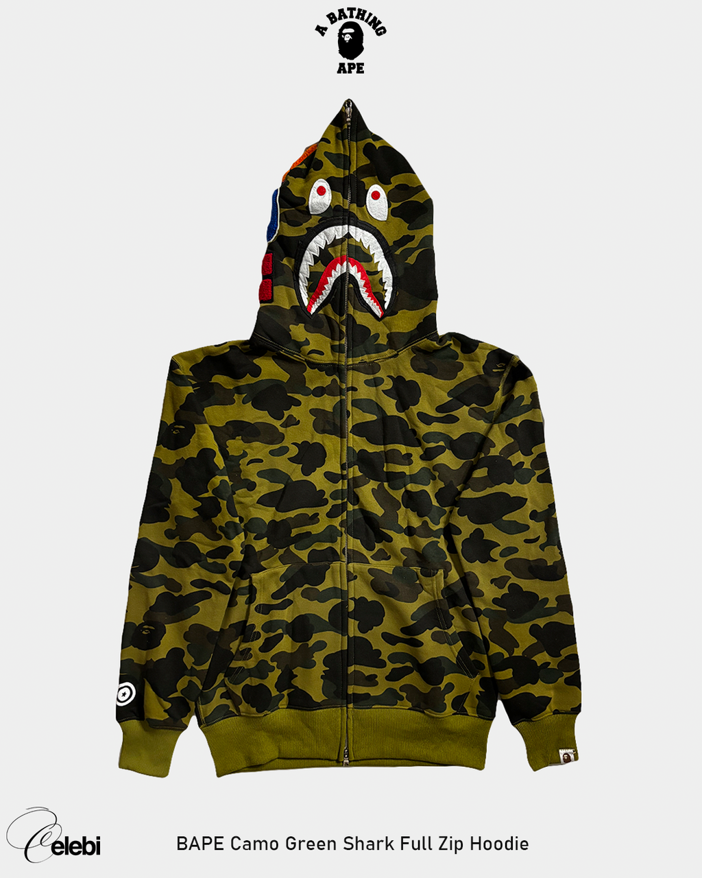 BAPE Camo Green Shark Full Zip Hoodie