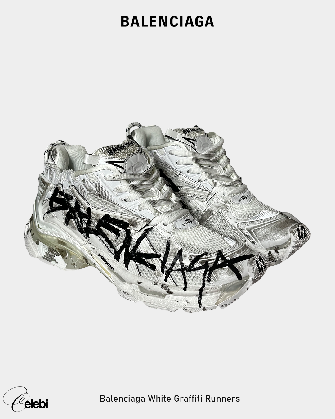 Balenciaga White Graffiti Runners