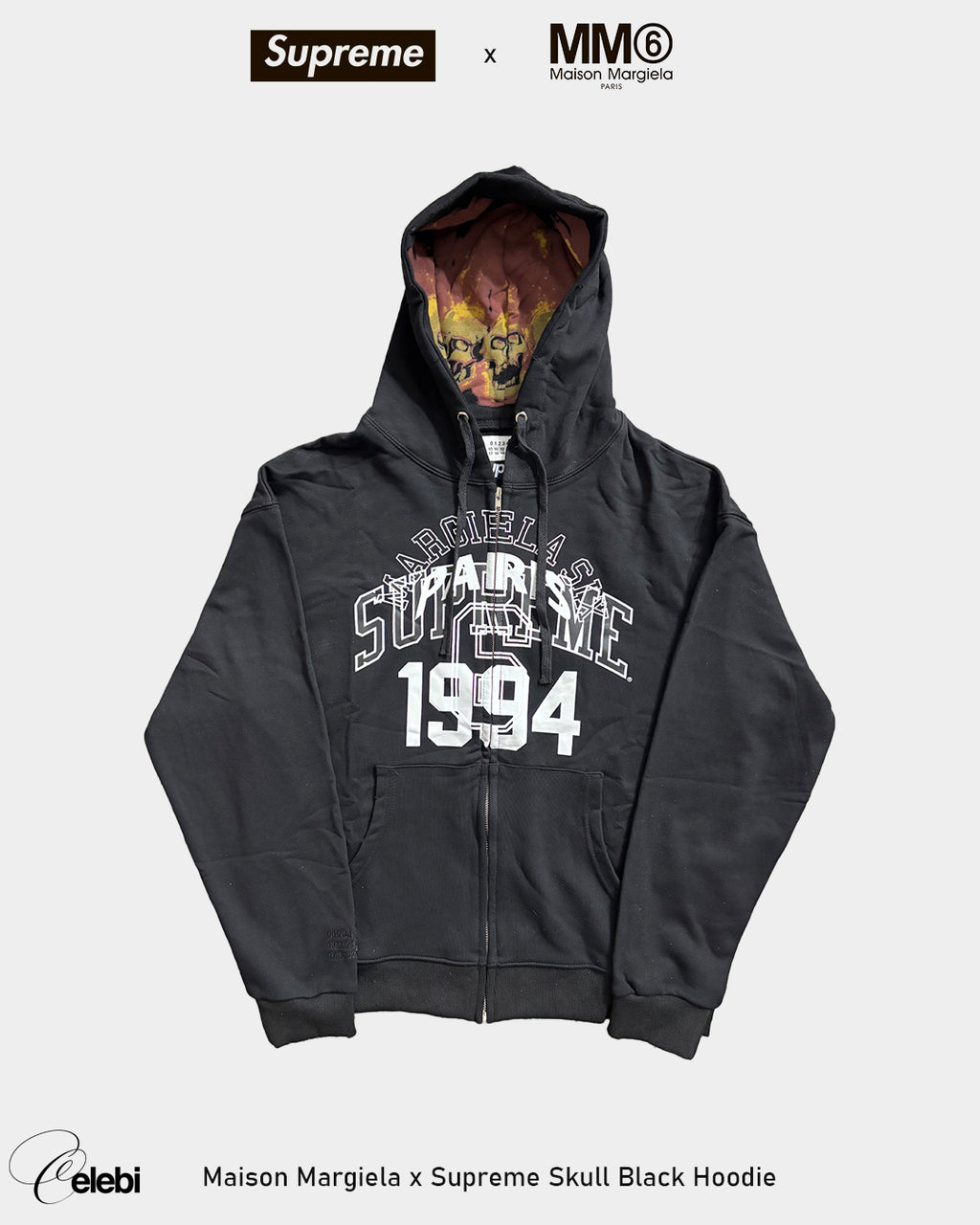 Maison Margiela x Supreme Skull Black Hoodie