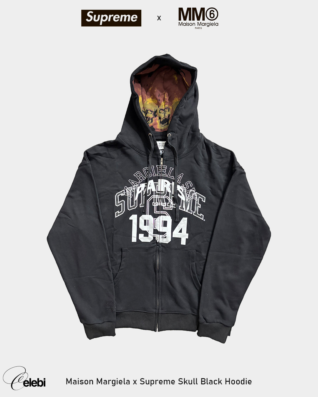 Maison Margiela x Supreme Skull Black Hoodie