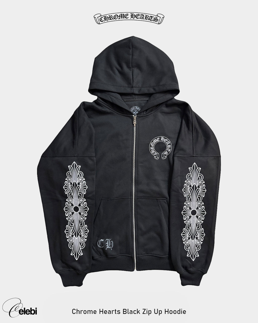 Chrome Hearts Black Zip Up Hoodie