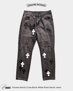 Chrome Hearts Cross Black-White Patch Denim Jeans