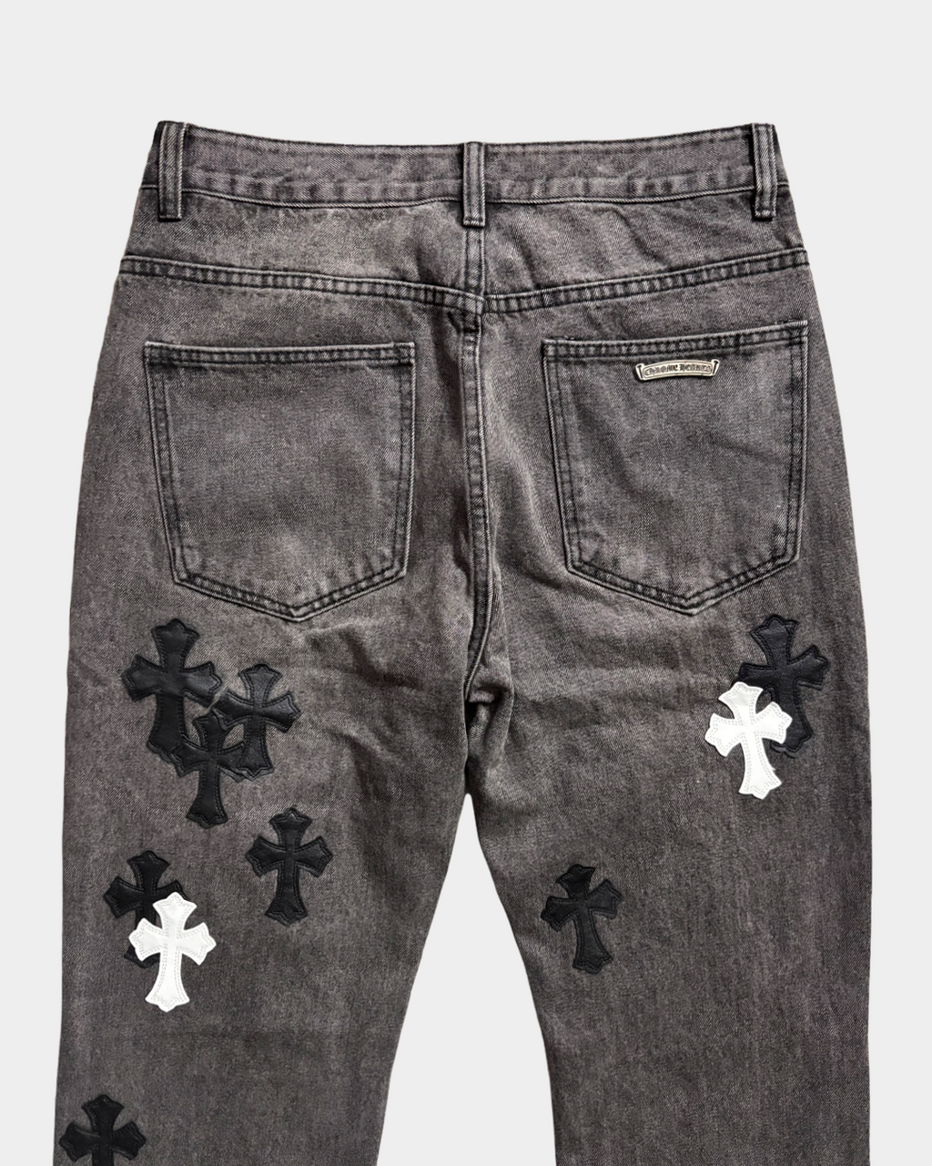 Chrome Hearts Cross Black-White Patch Denim Jeans