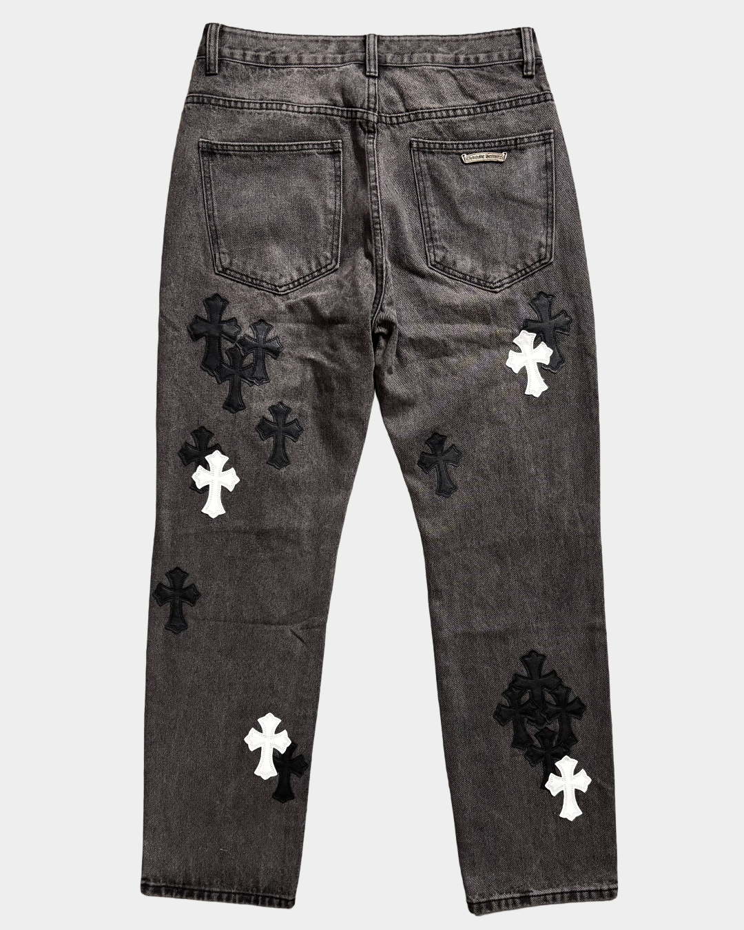 Chrome Hearts Cross Black-White Patch Denim Jeans