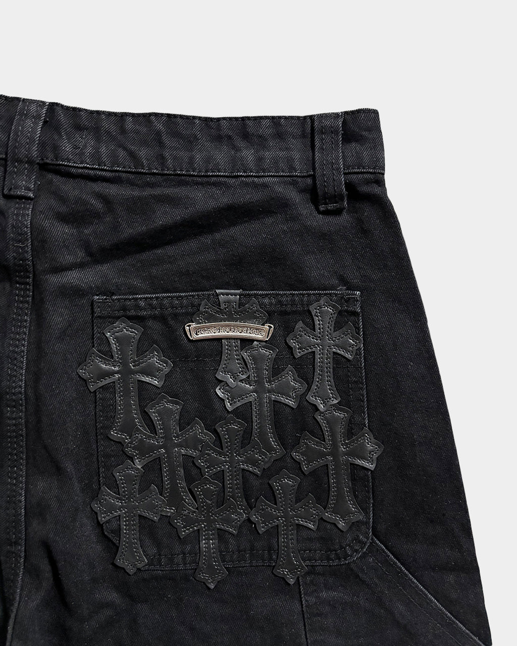 Chrome Hearts Black Shorts with Leather Crosses