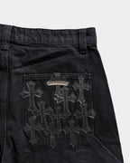 Chrome Hearts Black Shorts with Leather Crosses