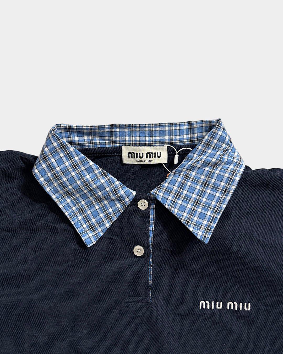 Miu Miu Piqué and Poplin Polo Shirt