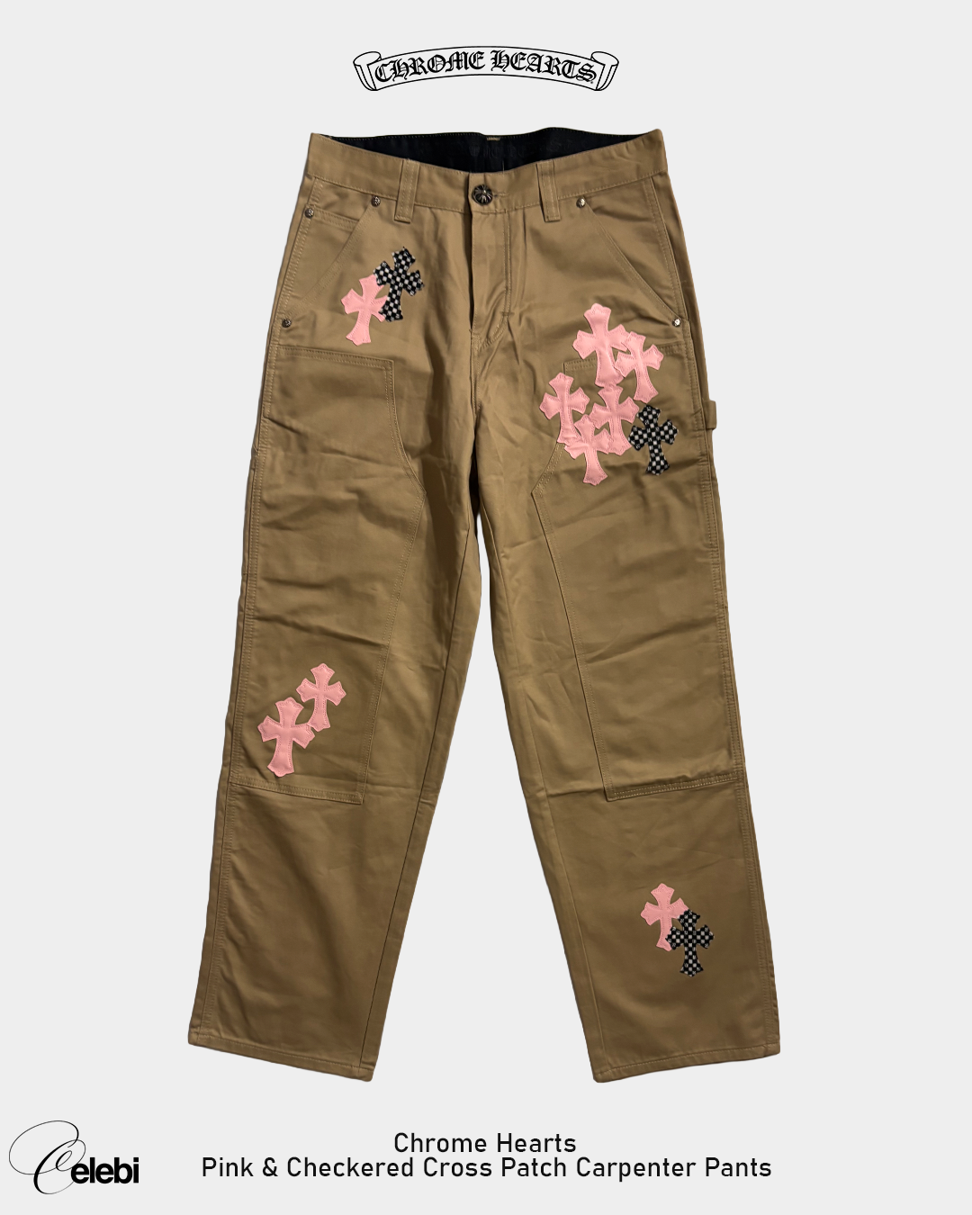 Chrome Hearts Pink & Checkered Cross Patch Carpenter Pants