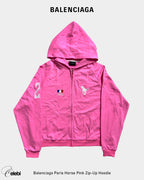 Balenciaga Paris Horse Pink Zip-Up Hoodie