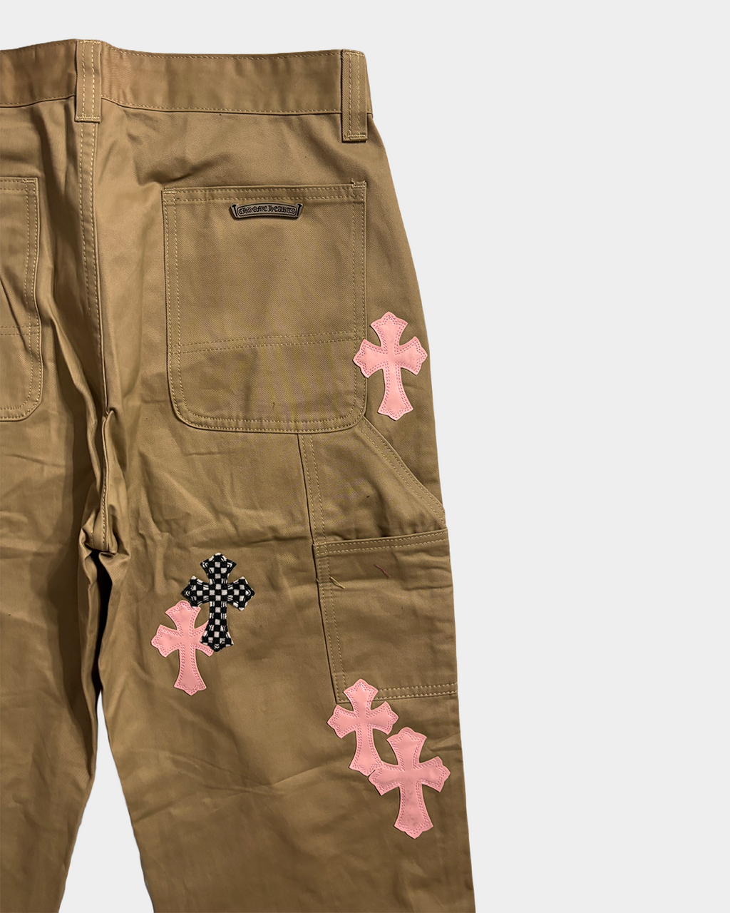 Chrome Hearts Pink & Checkered Cross Patch Carpenter Pants