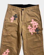 Chrome Hearts Pink & Checkered Cross Patch Carpenter Pants