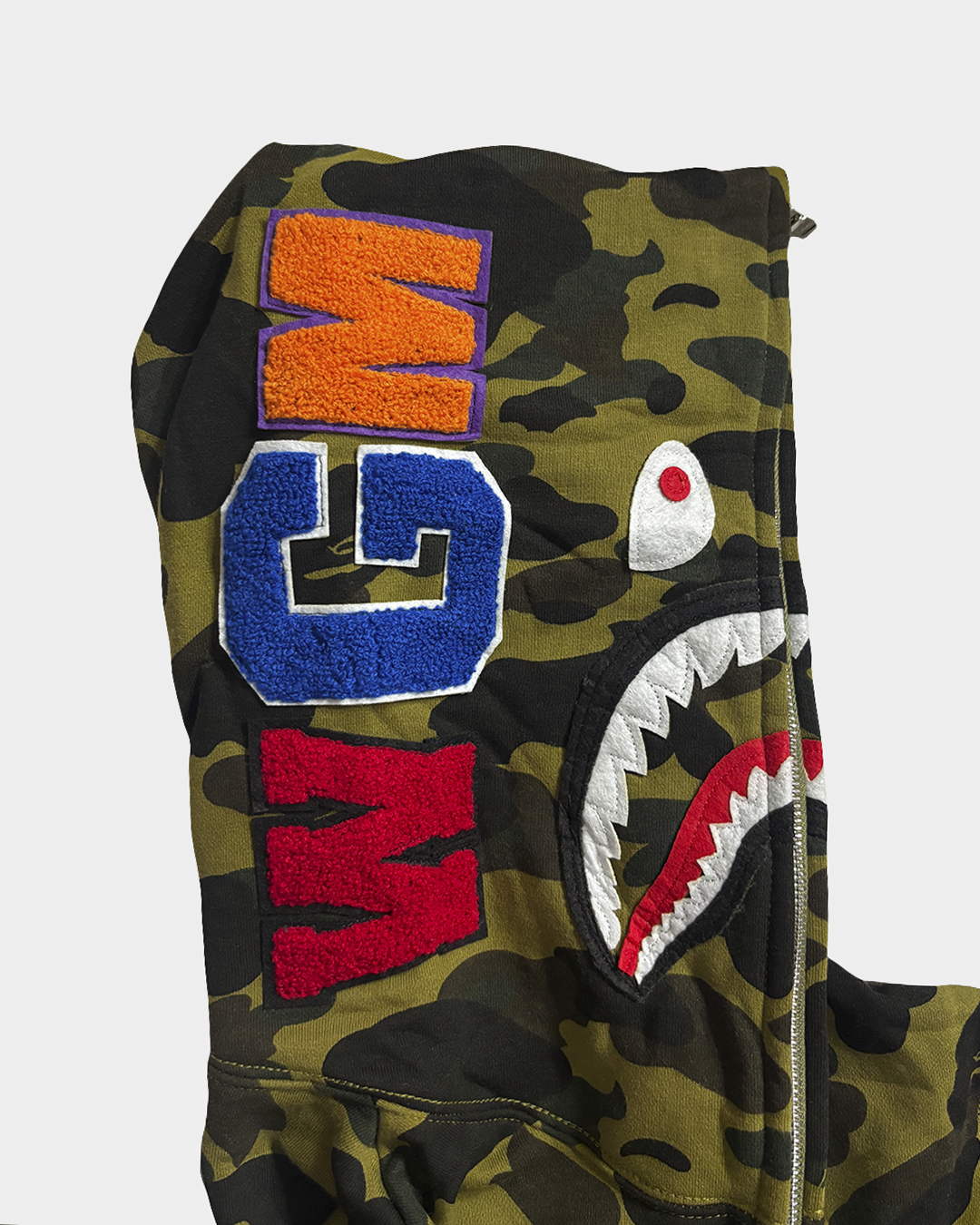 BAPE Camo Green Shark Full Zip Hoodie