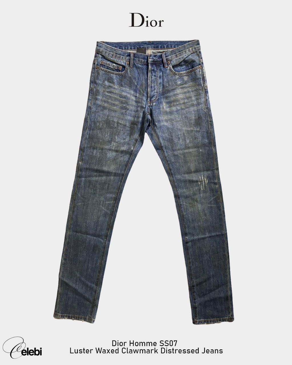 Dior Homme SS07 Luster Waxed Clawmark Distressed Jeans