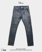 Dior Homme SS07 Luster Waxed Clawmark Distressed Jeans
