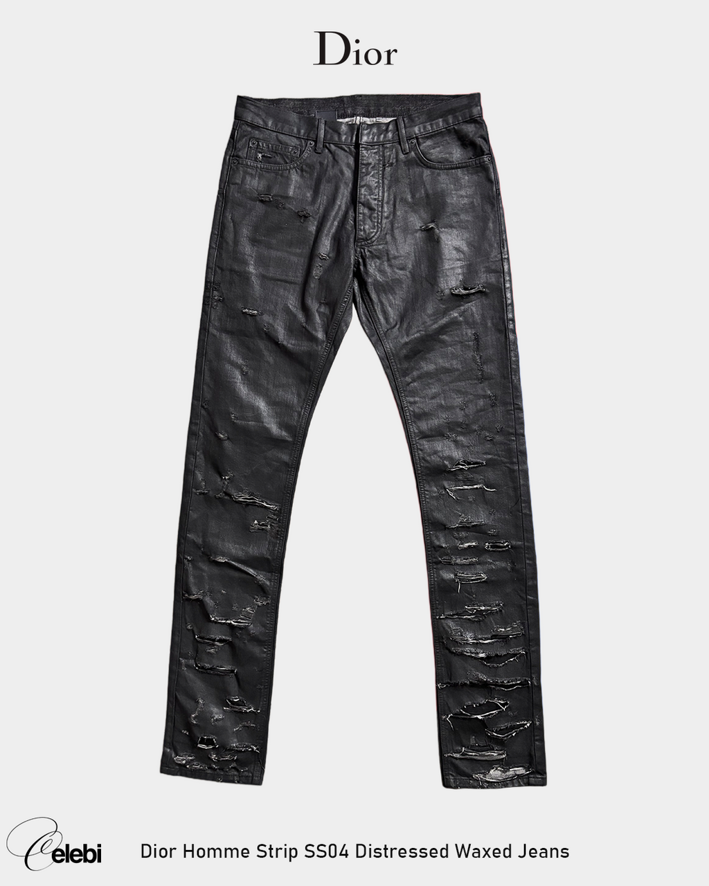Dior Homme Strip SS04 Distressed Waxed Jeans