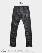 Dior Homme Strip SS04 Distressed Waxed Jeans