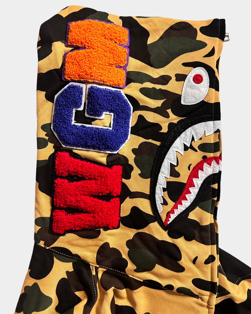 BAPE Camo White Green Shark Full Zip Hoodie