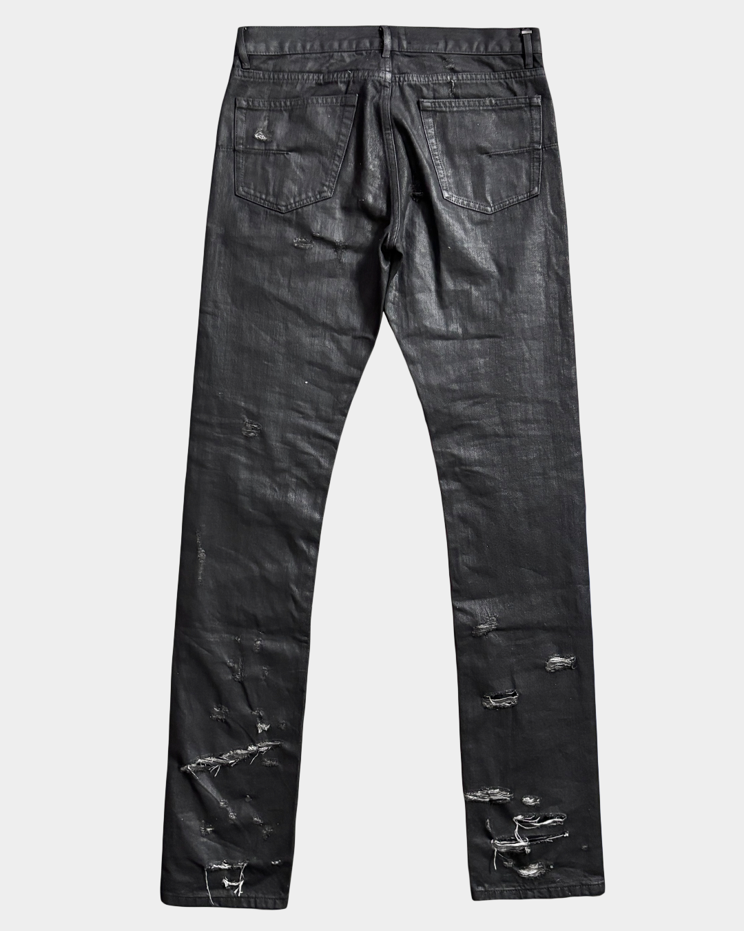 Dior Homme Strip SS04 Distressed Waxed Jeans
