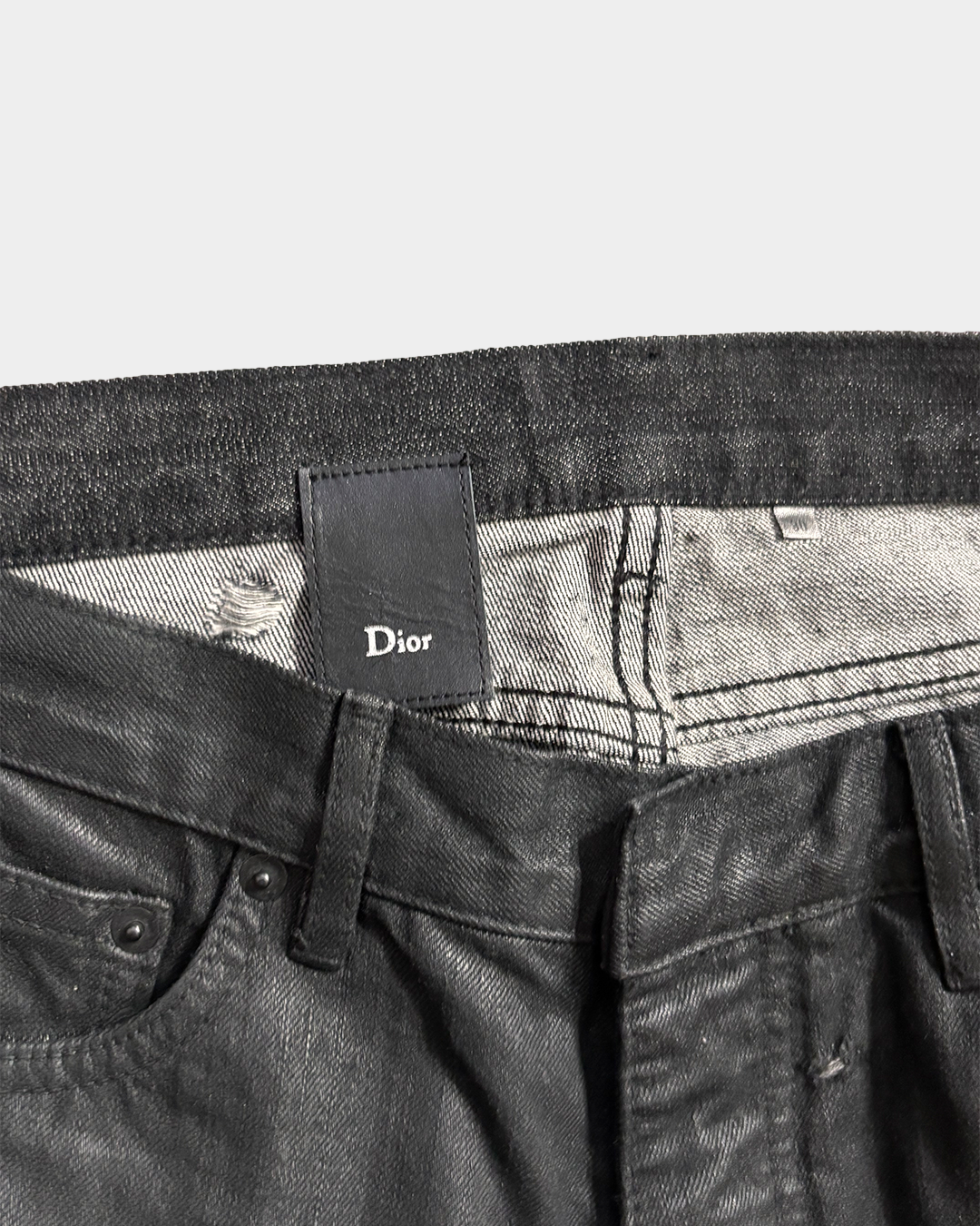 Dior Homme Strip SS04 Distressed Waxed Jeans