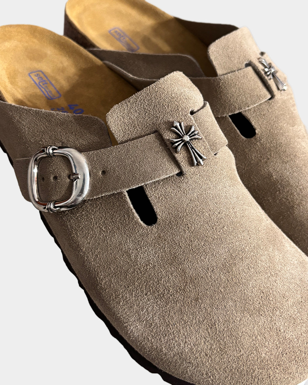 Birkenstock x Chrome Hearts Beige Mules