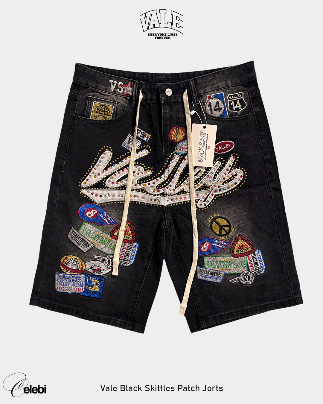 Vale Black Skittles Patch Jorts