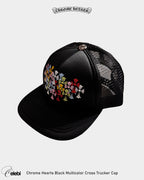 Chrome Hearts Black Multicolor Cross Trucker Cap