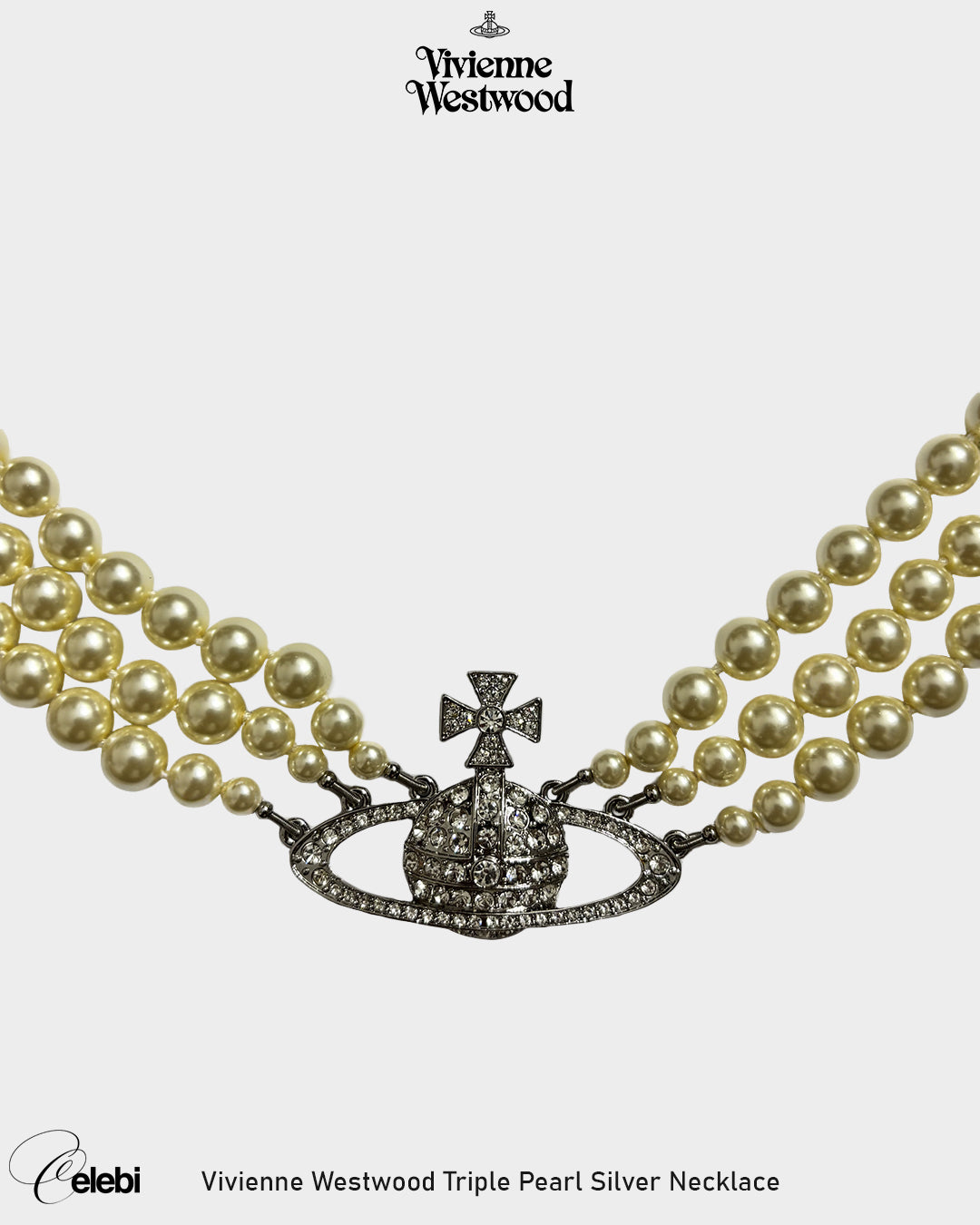 Vivienne Westwood Triple Pearl Silver Necklace